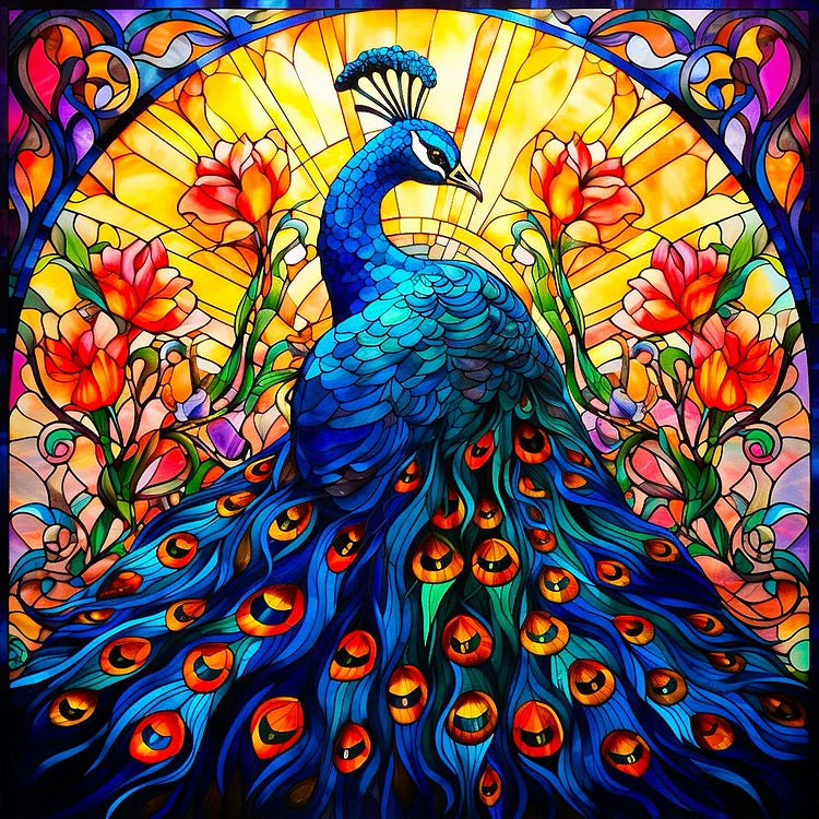 Paint By Numbers Kit - Stained Glass Style Peacock