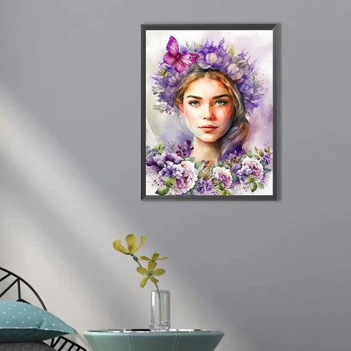 DIY 5D Diamond Painting Kit - Girl With Flowers Painting