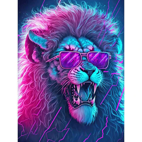 DIY 5D Diamond Painting Kit - Lion Wears Sunglasses
