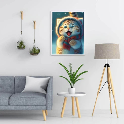 DIY 5D Diamond Painting Kit - Happy Cat With Hat