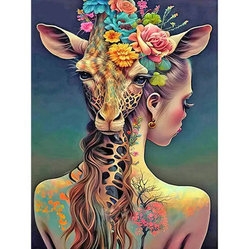 DIY 5D Diamond Painting Kit - Tattoo Girl & Leapord Painting