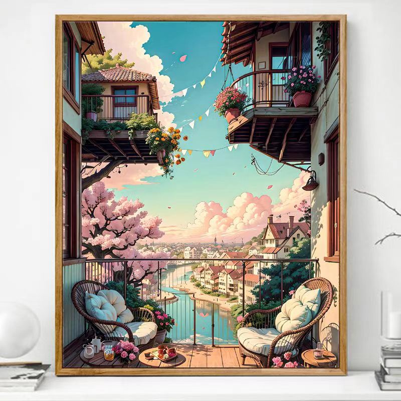 Paint By Numbers Kit - Balcony on the tree house 13
