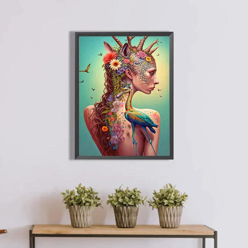 DIY 5D Diamond Painting Kit - Tattoo Girl & Animal Painting