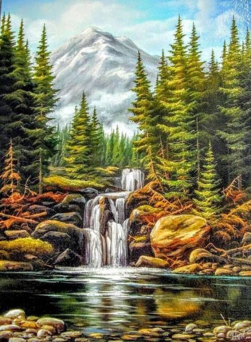 Paint By Numbers Kit - Waterfall In The Forest