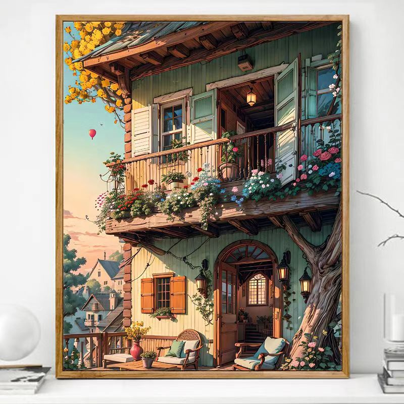 Paint By Numbers Kit - Balcony on the tree house 16