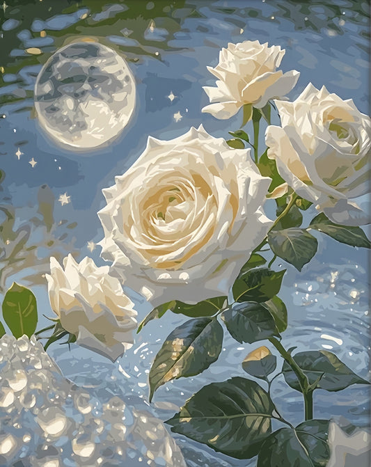 Painting By Numbers Kit - White Flower