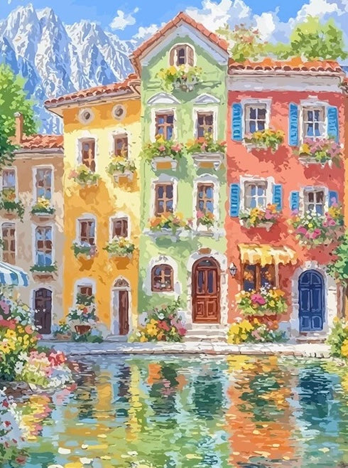 Painting By Numbers Kit - Colorful Town