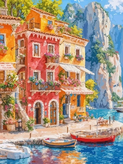 Painting By Numbers Kit - Colorful Town