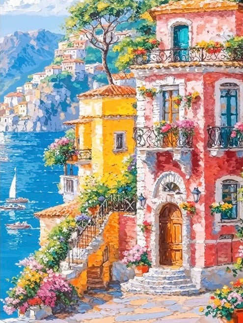 Painting By Numbers Kit - Colorful Town
