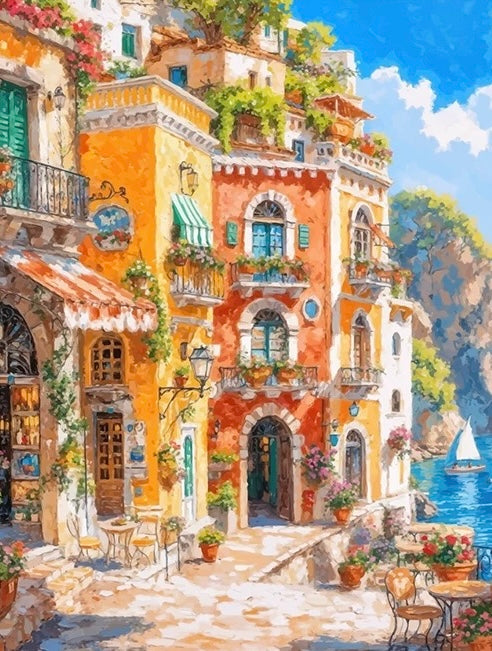 Painting By Numbers Kit - Colorful Town