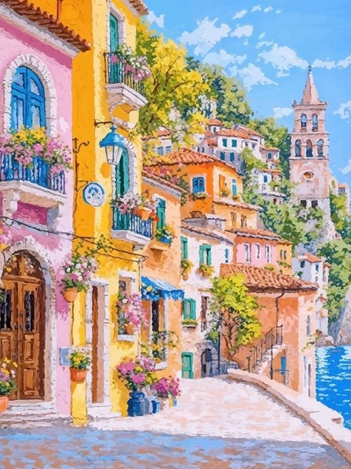 Painting By Numbers Kit - Colorful Town