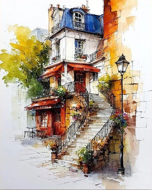 Painting By Numbers Kit - Colorful Houses