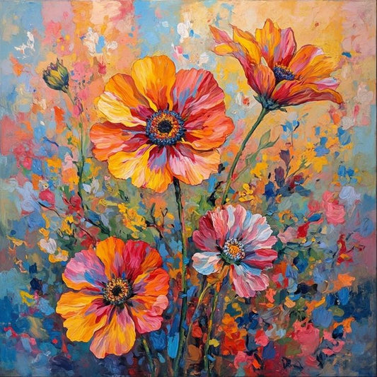 Painting By Numbers Kit - Abstract Flowers
