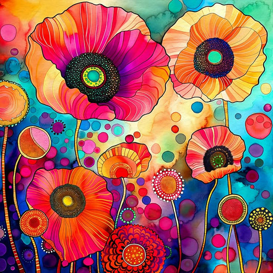 Painting By Numbers Kit - Abstract Flowers