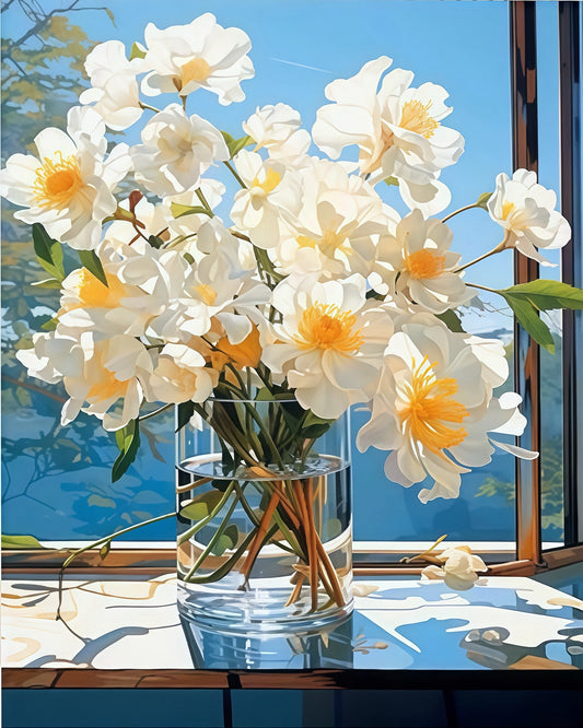 Painting By Numbers Kit - Flowers On The Windowsill