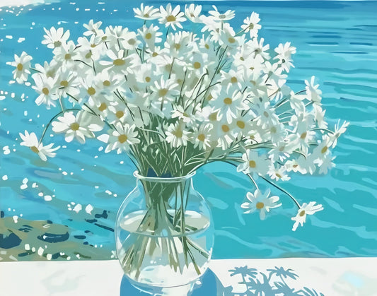 Painting By Numbers Kit - White Flowers