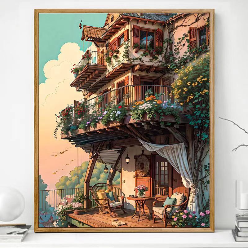 Paint By Numbers Kit - Balcony on the tree house 2