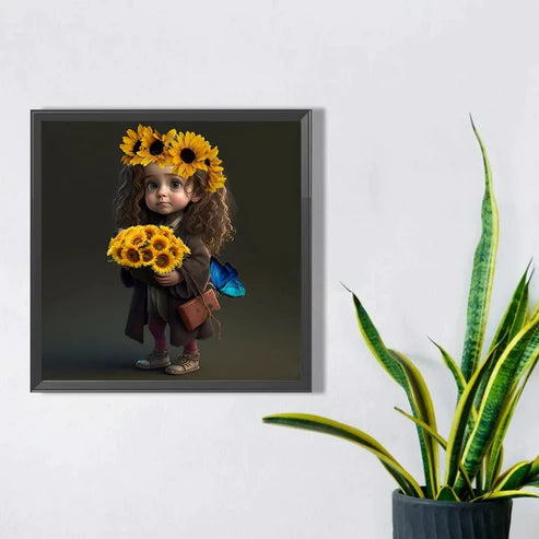 DIY 5D Diamond Painting Kit - Girl & Sunflower