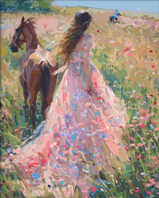 Painting By Numbers Kit - Women and Horses