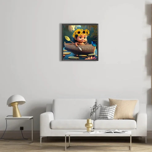 DIY 5D Diamond Painting Kit - Girl Rowing Boat