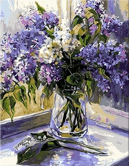 Painting By Numbers Kit - Purple Flowers