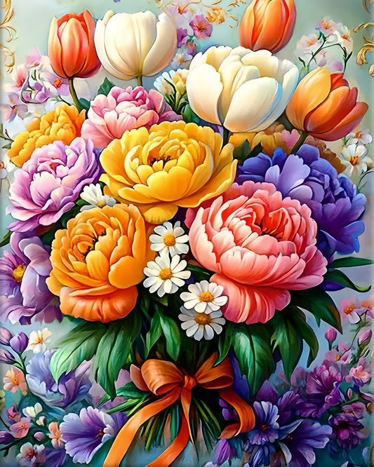 Painting By Numbers Kit - Colorful Flowers