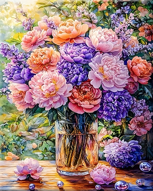 Painting By Numbers Kit - Colorful Flowers