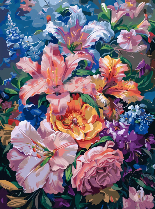 Painting By Numbers Kit - Colorful Flowers