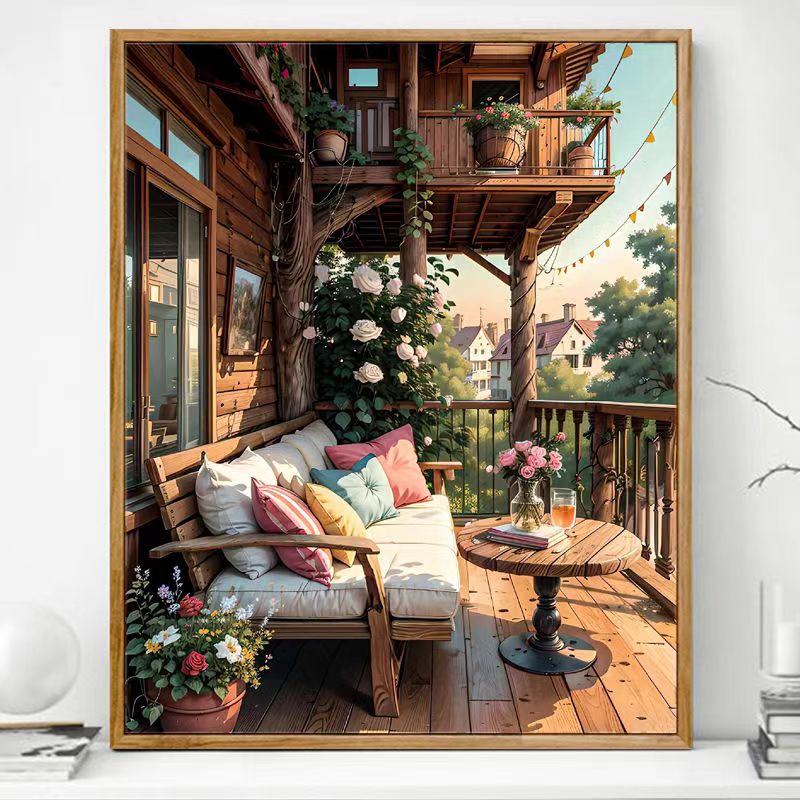 Paint By Numbers Kit - Balcony on the tree house 3