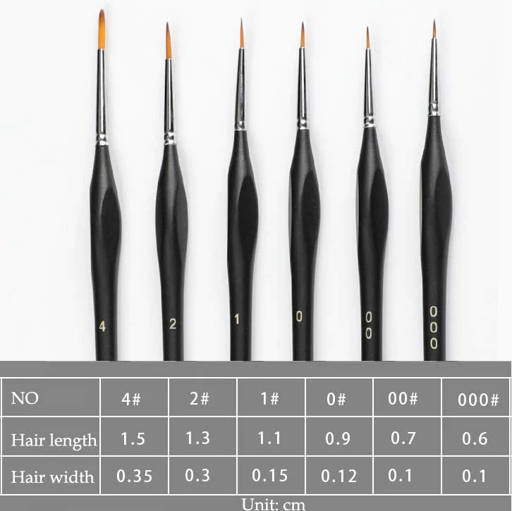 Paint By Numbers Tool - Paint by Numbers Brush Set 6pcs Black