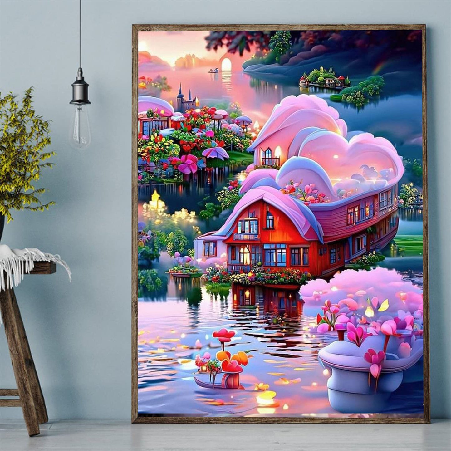 DIY Diamond Painting Kit - Romantic Flower Boat House