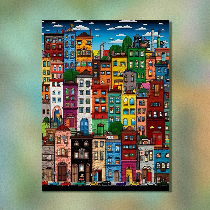 Painting By Numbers Kit - Colorful Houses