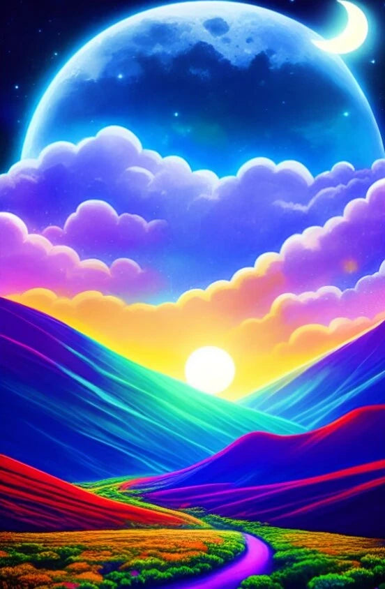DIY 5D Diamond Painting Kit - Sun Mountain