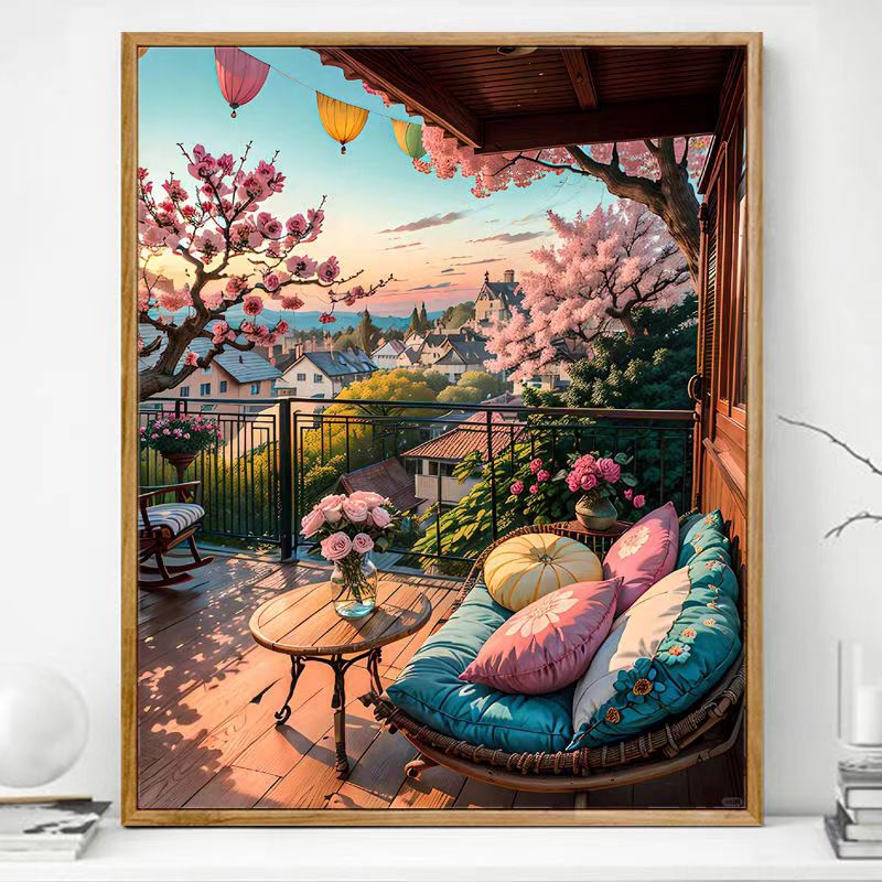 Paint By Numbers Kit - Balcony on the tree house 4