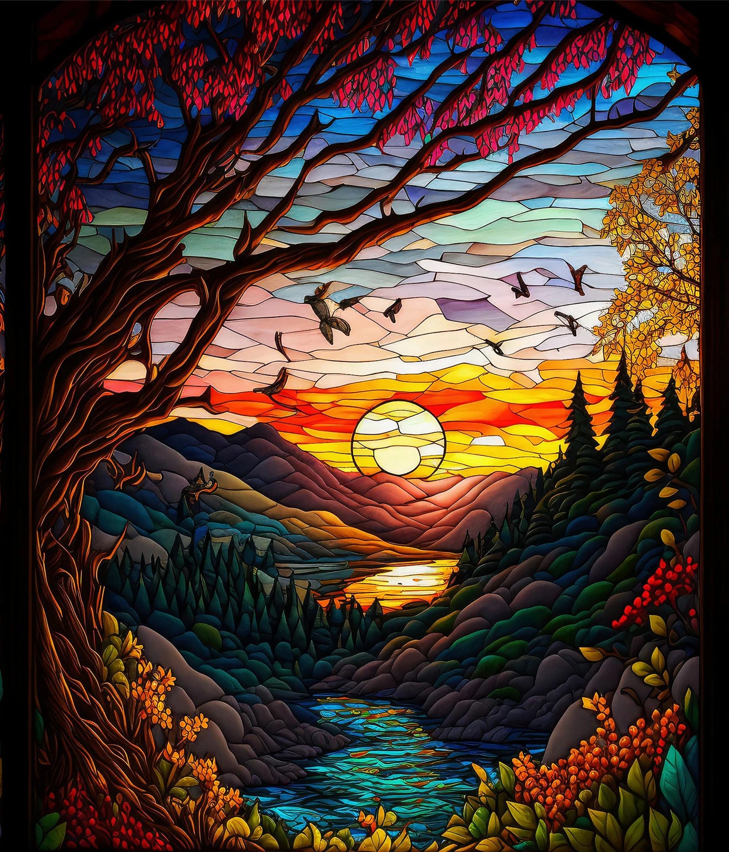 DIY 5D Diamond Painting Kit - Sunset Stained Glass