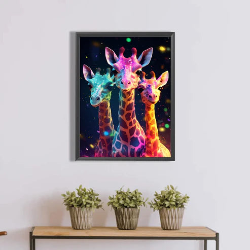 DIY 5D Diamond Painting Kit - Thress Giraffes Painting