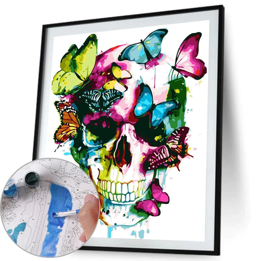 Paint By Numbers Kit - Skull Butterfly