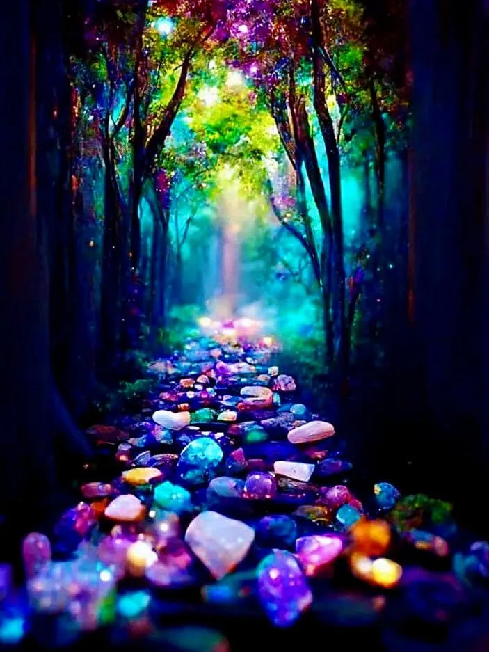 DIY 5D Diamond Painting Kit - Rainbow Rocks Forest