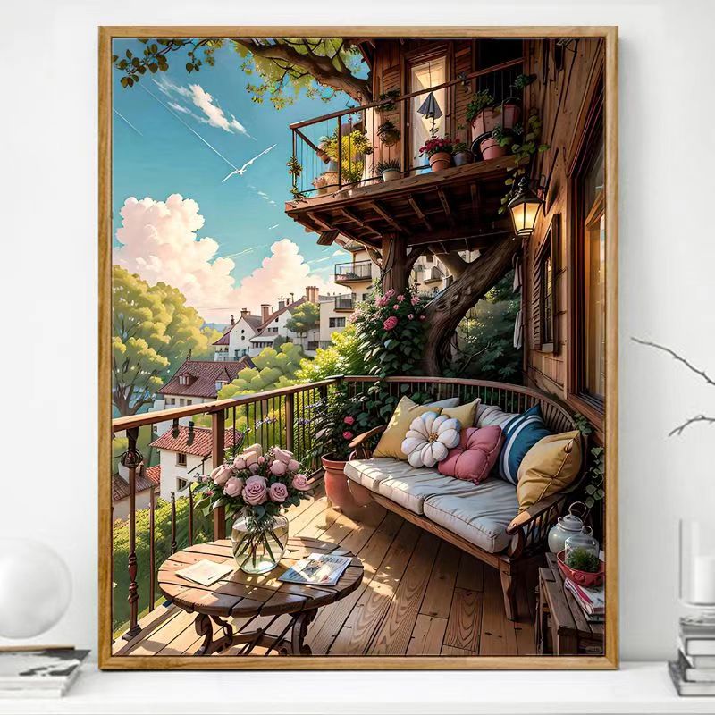 Paint By Numbers Kit - Balcony on the tree house 6