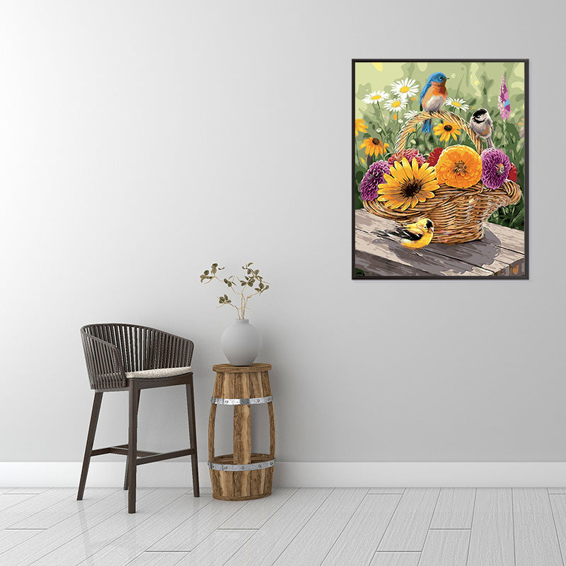 DIY Diamond Painting Kit - Flower Basket and Bird