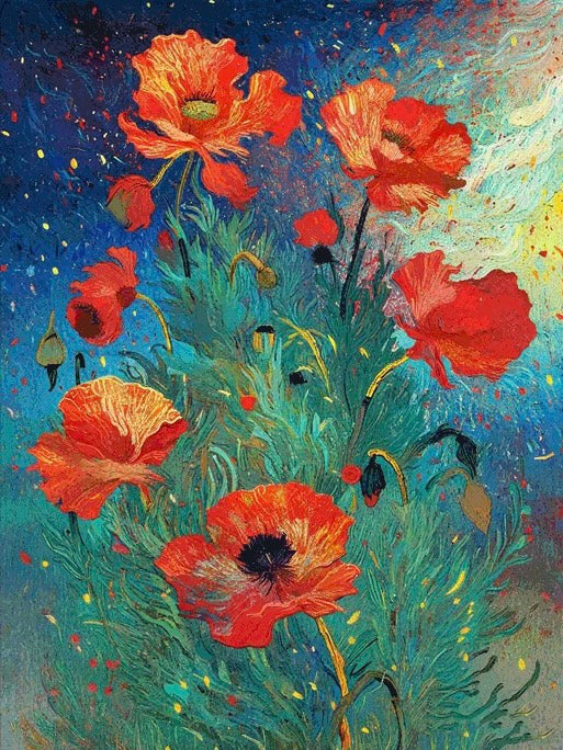 Painting By Numbers Kit - Red Flowers