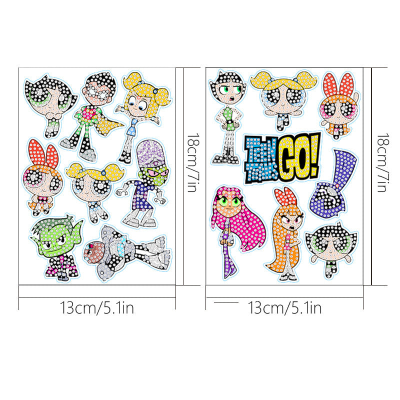 DIY Diamond Painting Craft Stickers - The Powerpuff Girls