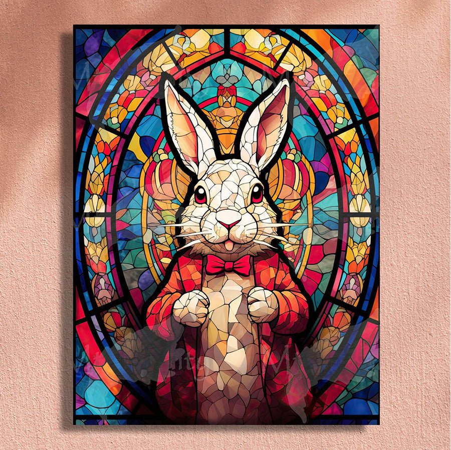 Painting By Numbers Kit - Stained Glass Style Bunny