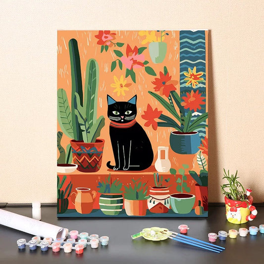 Painting By Numbers Kit - Cute Black Cat