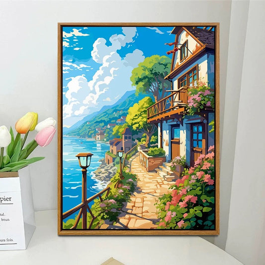 Painting By Numbers Kit - Seaside Villa
