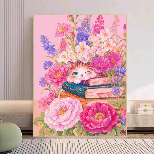 Painting By Numbers Kit - Books and Flowers