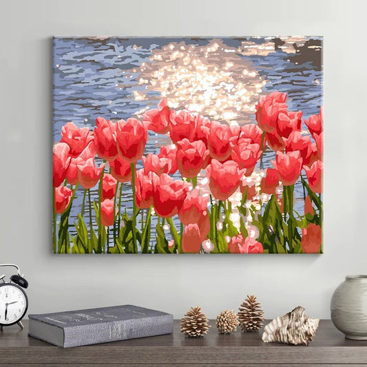 Painting By Numbers Kit - Tulips By The Sea
