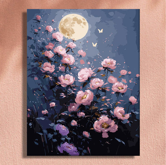 Painting By Numbers Kit - Moon and Flowers