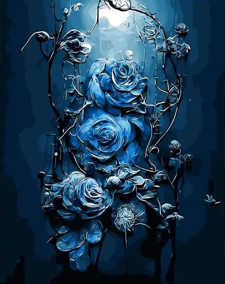 Paint By Numbers Kit - Abstract Blue Flowers