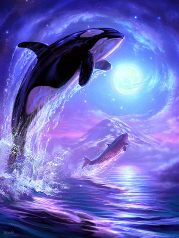 DIY Diamond Painting Kit - Round Drills Ocean Whales 30*40CM
